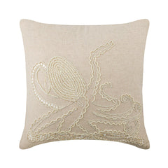 Octopus - Natural Beige Cotton Linen Throw Pillow Cover