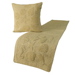 Off To The Sea - Linen Beige Decorative Bed Runner and Pillow Cover