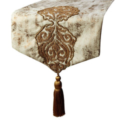 Aurelian Royalty - Gold Jacquard Silk Decorative Table Runner