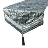Hexagonal Foil - Blue Jacquard Silk Decorative Table Runner