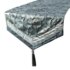 Hexagonal Foil - Blue Jacquard Silk Decorative Table Runner