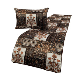 Parisa - Satin Brown Decorative Bed Runner and Pillow Cover