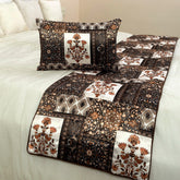 Parisa - Satin Brown Decorative Bed Runner and Pillow Cover