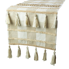 Buffalo Check Decor - Beige Cotton Decorative Table Runner
