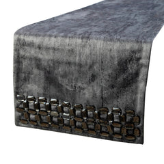 Crystal Susan - Grey Suede Decorative Table Runner