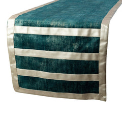 Azriel - Blue Velvet & Suede Decorative Table Runner