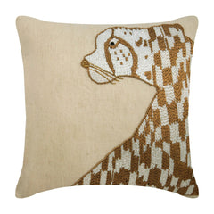 Leopard Purr - Natural Beige Linen Throw Pillow Cover