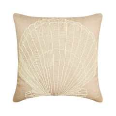 Sea Shell - Natural Beige Cotton Linen Throw Pillow Cover