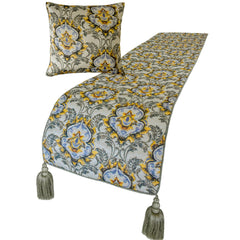 Damask Blaze - Jacquard Grey Decorative Bed Runner and Pillow Cover