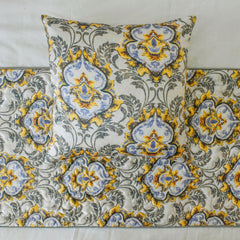 Damask Blaze - Jacquard Grey Decorative Bed Runner and Pillow Cover