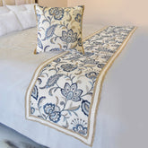 Morning Glories - Cotton Blue Decorative Bed Runner and Pillow Cover