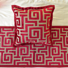 Path - Velvet Red Decorative Bed Runner and Pillow Cover