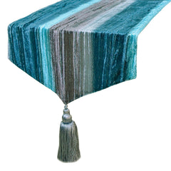 Ombre Teal Love - Teal Blue Velvet Decorative Table Runner