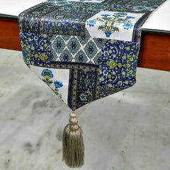 Niloufar Blue - Blue Satin Decorative Table Runner