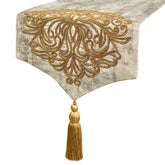 Zarina Goldstitch - Gold Linen Jacquard Decorative Table Runner