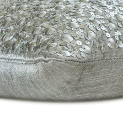 Glinting Glamour - Silver & Gray Silk Lumbar Pillow Cover