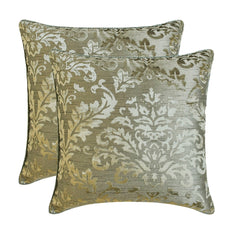 Damask Frost - Silver Burnout Velvet Throw Pillow Cover