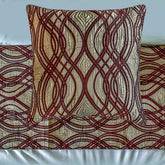 Brown Swirls - Satin Brown Decorative Bed Runner and Pillow Cover