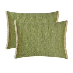 Lush Green Jute - Green Jute Lumbar Pillow Cover