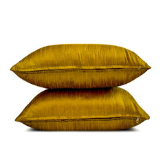 Dark Gold Luxury - Dark Gold Silk Throw Pillow Cover Pack of 2