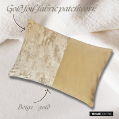 Gold Glint - Beige Suede Lumbar Pillow Cover