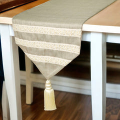 Pearl Serenade - Beige Jute Decorative Table Runner