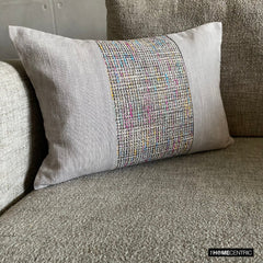 June Mix - Grey Linen & Jute Lumbar Pillow Cover