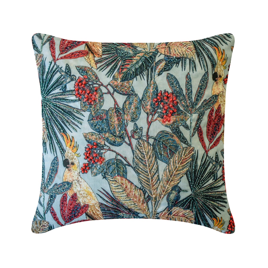 Cockatoo Blue Throw Pillow Cover