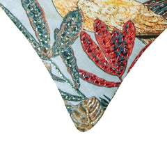 Cockatoo Blue - Blue Cotton Throw Pillow Cover