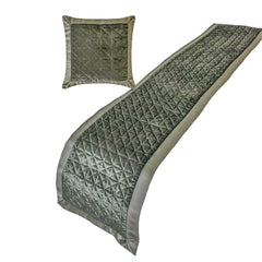 Grey Grace - Velvet Grey Decorative Bed Runner and Pillow Cover