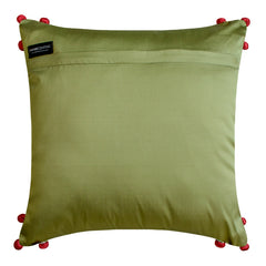 Cockatoo Carnival - Green Cotton Throw Pillow Cover