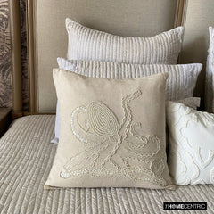 Octopus - Natural Beige Cotton Linen Throw Pillow Cover