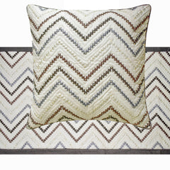 Chevron Cascade - Cotton White Decorative Bed Runner and Pillow Cover