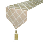 Marlowe Beige - Beige Jacquard Decorative Table Runner