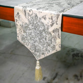 Silver Flourish - Silver Velvet Decorative Table Runner