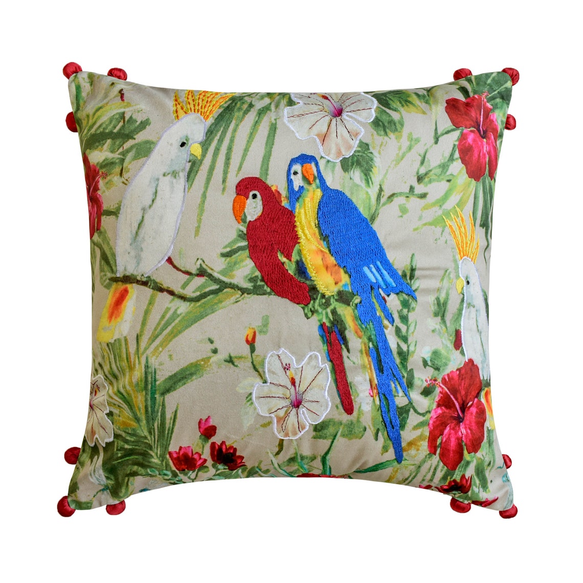 Cockatoo Carnival Throw Pillow Cover