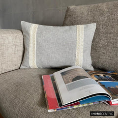 Pearl Gleam - Grey Jute Lumbar Pillow Cover