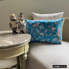 Birdsong Paisley - Blue Velvet Lumbar Pillow Cover