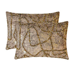 Astral Antique Gold - Gold Jacquard Lumbar Pillow Cover