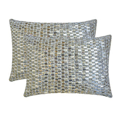 Diamond Radiance - Silver & Clear Art Silk Lumbar Pillow Cover