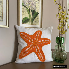 Starfish Makeover - White Cotton Linen Throw Pillow Cover