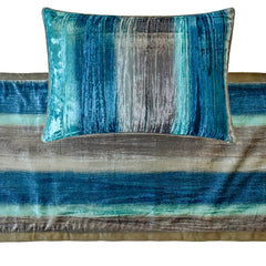 Cerulean Ombre - Velvet Blue Decorative Bed Runner and Pillow Cover