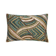Golden Azure Lumbar Pillow Cover