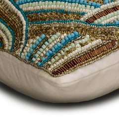 Golden Azure - Blue & Gold Silk Lumbar Pillow Cover