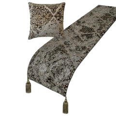 Mabel Gray - Velvet Gray Decorative Bed Runner and Pillow Cover