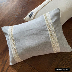 Pearl Gleam - Grey Jute Lumbar Pillow Cover