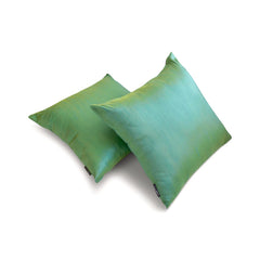 Aqua Yellow Luxury - Aqua Art Silk Throw Pillow Cover Pack of 2