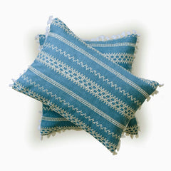 Threadwork - Blue Cotton Lumbar Pillow Cover