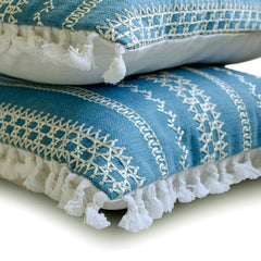 Threadwork - Blue Cotton Lumbar Pillow Cover