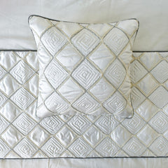 Delilah - Satin Ivory White Decorative Bed Runner and Pillow Cover